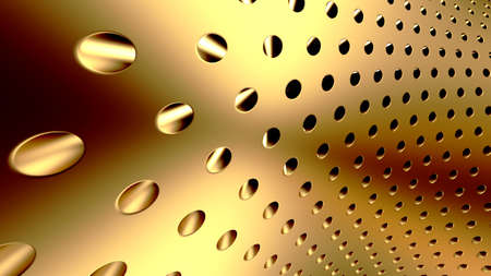 Golden dots glossy abstract background. 3d render illustration