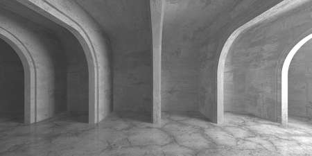 Dark Concrete Wall Architecture. Empty Room. 3d render illustrationの写真素材