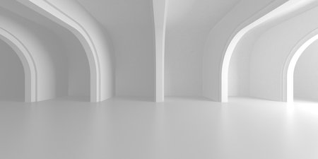 Abstract White Architecture Design Concept. 3d render illustrationの写真素材