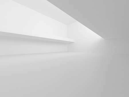 Illuminated corridor interior design. Empty Room Interior Background. 3D renderの写真素材