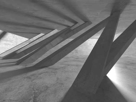 Dark Concrete Wall Architecture. Empty Room. 3d render illustrationの写真素材