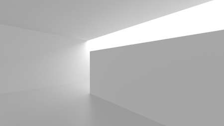 Illuminated corridor interior design. Empty Room Interior Background. 3D renderの写真素材