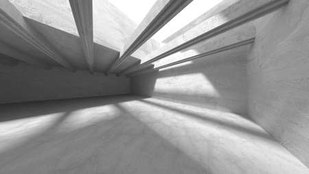 Dark Concrete Wall Architecture. Empty Room. 3d render illustrationの写真素材