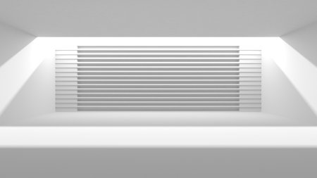 Illuminated corridor interior design. Empty Room Interior Background. 3D renderの写真素材