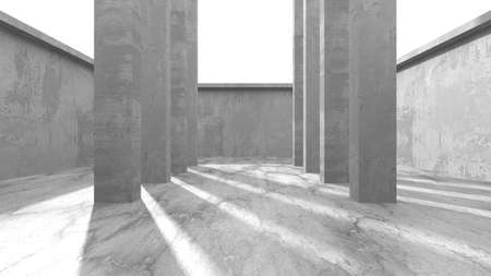 Dark Concrete Wall Architecture. Empty Room. 3d render illustrationの写真素材