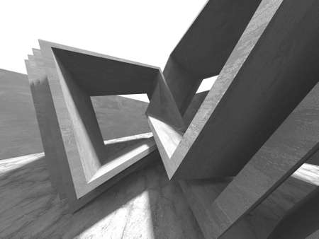 Dark Concrete Wall Architecture. Empty Room. 3d render illustrationの写真素材