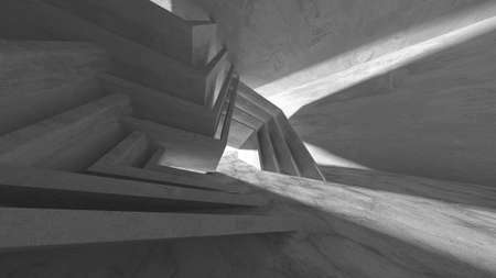 Dark Concrete Wall Architecture. Empty Room. 3d render illustrationの写真素材