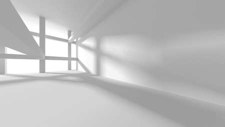 Illuminated corridor interior design. Empty Room Interior Background. 3D renderの写真素材