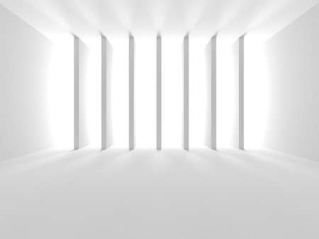 Illuminated corridor interior design. Empty Room Interior Background. 3D renderの写真素材