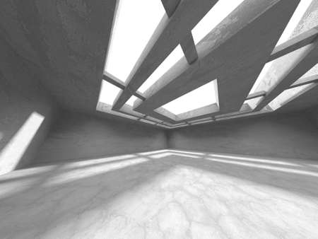 Dark Concrete Wall Architecture. Empty Room. 3d render illustrationの写真素材