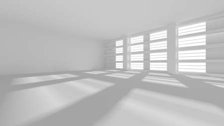 Illuminated corridor interior design. Empty Room Interior Background. 3D renderの写真素材