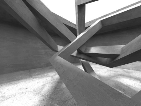 Abstract architecture background. Empty rough concrete interior. 3d renderの写真素材