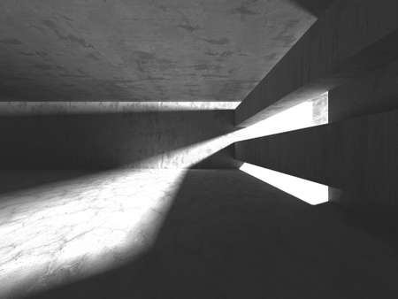 Dark Concrete Wall Architecture. Empty Room. 3d render illustrationの写真素材