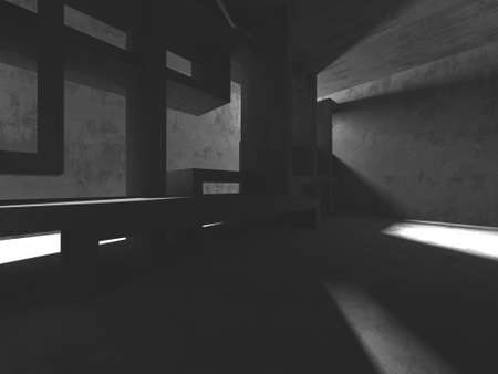 Abstract architecture background. Empty rough concrete interior. 3d renderの写真素材