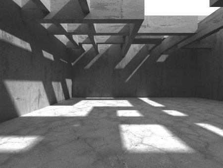 Abstract architecture interior background. Empty concrete room. 3d renderの写真素材