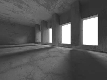 Abstract architecture background. Empty rough concrete interior. 3d render