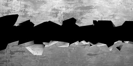 cracked broken hole in concrete wall. Grunge background. 3d rendering illustrationの写真素材