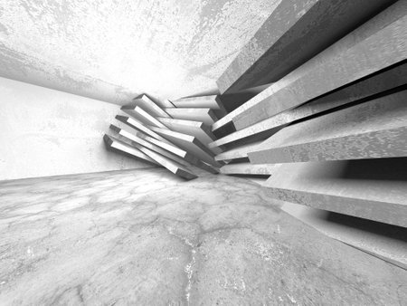 Dark Concrete Wall Architecture. Empty Room. 3d render illustrationの写真素材