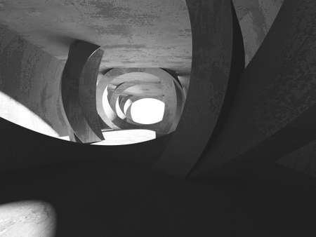 Dark Concrete Wall Architecture. Empty Room. 3d render illustration