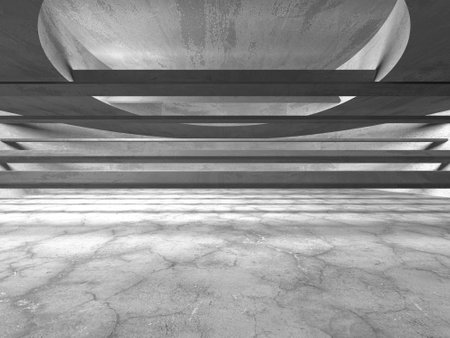 Dark Concrete Wall Architecture. Empty Room. 3d render illustrationの写真素材