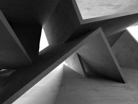 Dark Concrete Wall Architecture. Empty Room. 3d render illustrationの写真素材