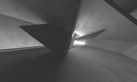 Dark Concrete Wall Architecture. Empty Room. 3d render illustrationの写真素材