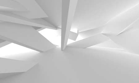 Illuminated corridor interior design. Empty Room Interior Background. 3D renderの写真素材
