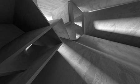 Dark Concrete Wall Architecture. Empty Room. 3d render illustrationの写真素材
