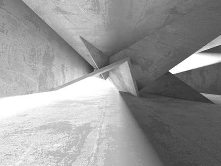 Dark Concrete Wall Architecture. Empty Room. 3d render illustrationの写真素材