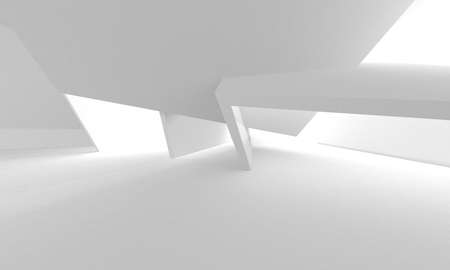 Illuminated corridor interior design. Empty Room Interior Background. 3D renderの写真素材