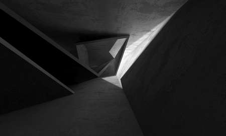 Dark Concrete Wall Architecture. Empty Room. 3d render illustrationの写真素材