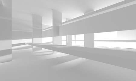 Illuminated corridor interior design. Empty Room Interior Background. 3D renderの写真素材