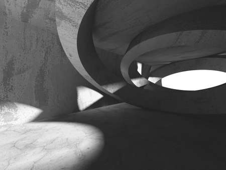 Dark Concrete Wall Architecture. Empty Room. 3d render illustration