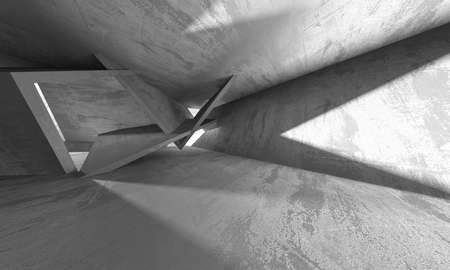 Dark Concrete Wall Architecture. Empty Room. 3d render illustrationの写真素材