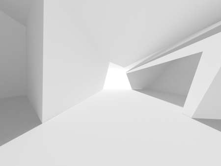 Illuminated corridor interior design. Empty Room Interior Background. 3D renderの写真素材