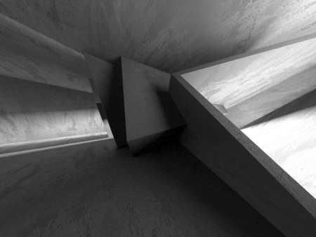 Dark Concrete Wall Architecture. Empty Room. 3d render illustrationの写真素材