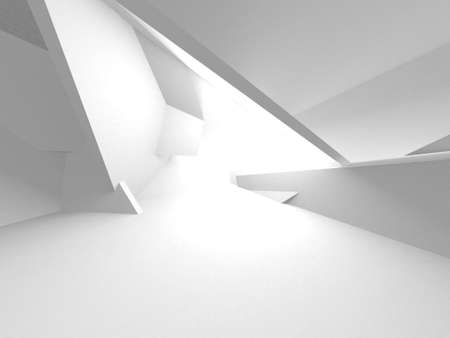 Illuminated corridor interior design. Empty Room Interior Background. 3D renderの写真素材