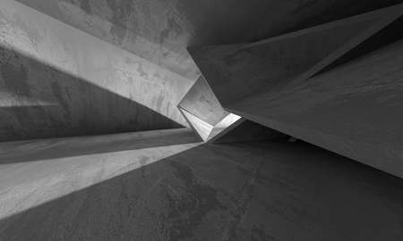 Dark Concrete Wall Architecture. Empty Room. 3d render illustrationの写真素材