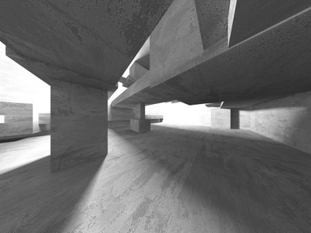 Abstract architecture background. Empty rough concrete interior. 3d renderの写真素材