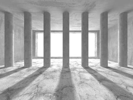 Dark Concrete Wall Architecture. Empty Room. 3d render illustrationの写真素材