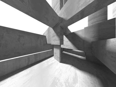 Dark Concrete Wall Architecture. Empty Room. 3d render illustrationの写真素材
