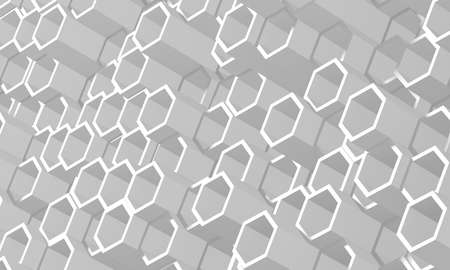 White Geometric Hexagon Abstract Background. 3d renderingの写真素材