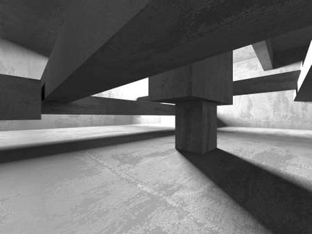 Dark Concrete Wall Architecture. Empty Room. 3d render illustrationの写真素材