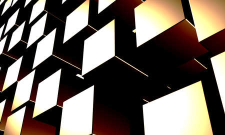 Luxury golden background. Gold glossy cubes array. 3d rendering
