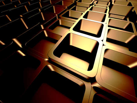 Luxury golden background. Gold glossy cubes array. 3d rendering