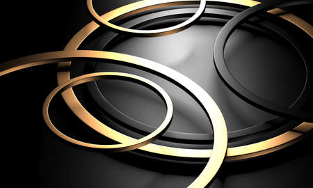 Modern abstract realistic paper with gold lines. Premium gradient geometric elements. 3d renderingの写真素材