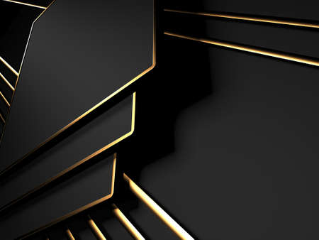 Modern abstract realistic paper with gold lines. Premium gradient geometric elements. 3d renderingの写真素材