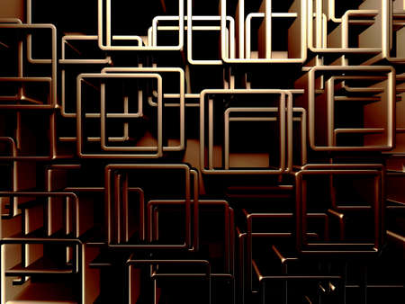 Luxury golden background. Gold glossy cubes array. 3d rendering