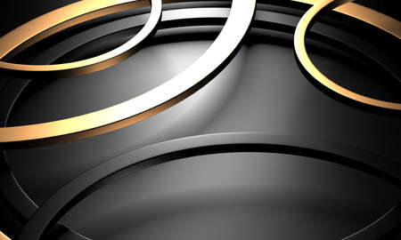 Modern abstract realistic paper with gold lines. Premium gradient geometric elements. 3d renderingの写真素材