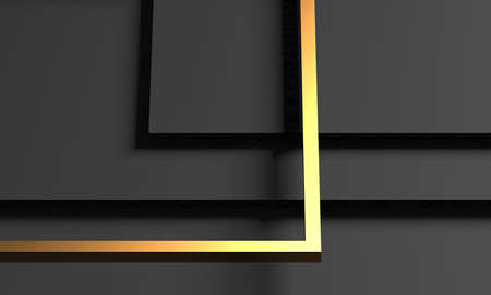 Modern abstract realistic paper with gold lines. Premium gradient geometric elements. 3d rendering